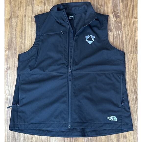 The North Face Vest Womens XL Black Full Zip Softshell Windwall‎ Embroidered - Picture 1 of 7